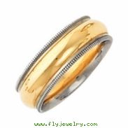 14kt Yellow/White SIZE 11.5 Polished TWO TONE DESIGN BAND