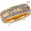 14kt Yellow/White/Rose SIZE 10.50 Polished TRI COLOR HAND WOVEN BAND