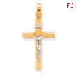 14KTwo-Tone Gold INRI Hollow Crucifix Pendant