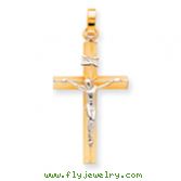 14KTwo-Tone Gold INRI Hollow Crucifix Pendant