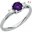 14KW .08 CT TW/ 05.20 MM P GEN AMETHYST & DIAMOND RING