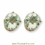 14kw 10mm Round Green Amethyst Earring