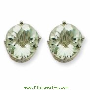 14kw 10mm Round Green Amethyst Earring