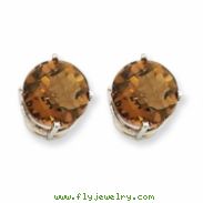 14kw 10mm Round Smokey Quartz Earring