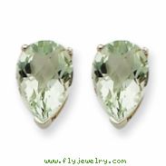 14kw 10x7 Pear Green Amethyst Earring