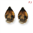 14kw 10x7 Pear Smokey Quartz Earring