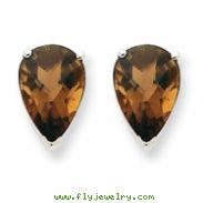 14kw 10x7 Pear Smokey Quartz Earring