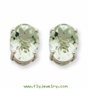 14kw 10x8 Oval Green Amethyst Earring