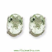 14kw 10x8 Oval Green Amethyst Earring