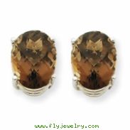 14kw 10x8 Oval Smokey Quartz Earring