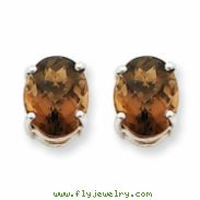 14kw 10x8 Oval Smokey Quartz Earring