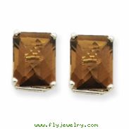 14kw 10x8mm Emerald Smokey Quartz Earring