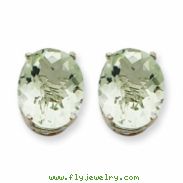 14kw 12x10 Oval Green Amethyst Earring