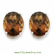 14kw 12x10 Oval Smokey Quartz Earring