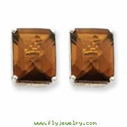 14kw 12x10mm Emerald Smokey Quartz Earring