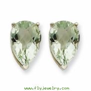 14kw 12x8 Pear Green Amethyst Earring