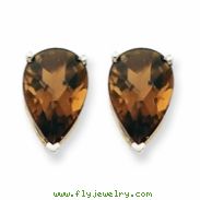 14kw 12x8 Pear Smokey Quartz Earring