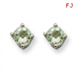 14kw 4mm Round Green Amethyst Earring