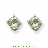 14kw 4mm Round Green Amethyst Earring