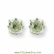 14kw 4mm Square Green Amethyst Earring