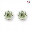 14kw 4mm Square Green Amethyst Earring