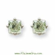 14kw 4mm Square Green Amethyst Earring