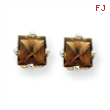 14kw 4mm Square Smokey Quartz Earring