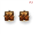 14kw 4mm Square Smokey Quartz Earring