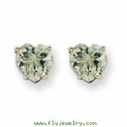 14kw 5mm Heart Green Amethyst Earring