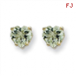 14kw 5mm Heart Green Amethyst Earring