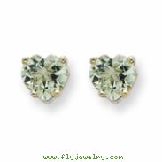 14kw 5mm Heart Green Amethyst Earring