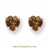 14kw 5mm Heart Smokey Quartz Earring