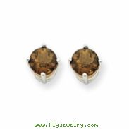 14kw 5mm Round Smokey Quartz Earring