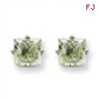 14kw 5mm Square Green Amethyst Earring