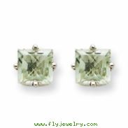 14kw 5mm Square Green Amethyst Earring
