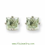 14kw 5mm Square Green Amethyst Earring