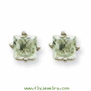 14kw 5mm Square Green Amethyst Earring