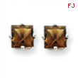 14kw 5mm Square Smokey Quartz Earring