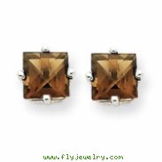 14kw 5mm Square Smokey Quartz Earring