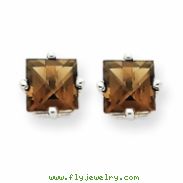 14kw 5mm Square Smokey Quartz Earring