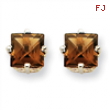 14kw 5mm Square Smokey Quartz Earring