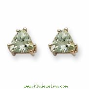 14kw 5mm Trillion Green Amethyst Earring