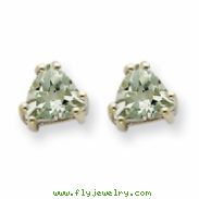 14kw 5mm Trillion Green Amethyst Earring