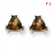 14kw 5mm Trillion Smokey Quartz Earring