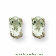 14kw 5x3 Oval Green Amethyst Earring