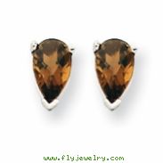 14kw 5x3 Pear Smokey Quartz Earring