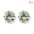 14kw 6mm Cushion Green Amethyst Earring