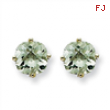 14kw 6mm Cushion Green Amethyst Earring