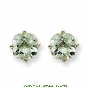 14kw 6mm Cushion Green Amethyst Earring