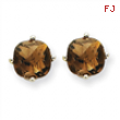 14kw 6mm Cushion Smokey Quartz Earring